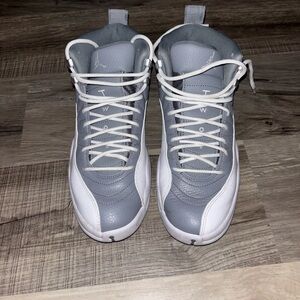 Gray and White High-Top jordan 12s